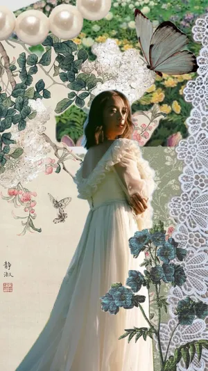 Elegant Butterfly Garden Dress Wallpaper