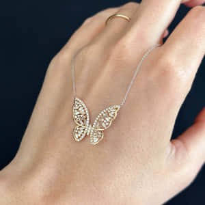 Elegant Butterfly Pendant Necklace Wallpaper