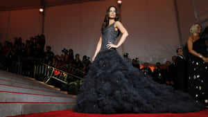 Elegant Celebrity Red Carpet Gown Wallpaper