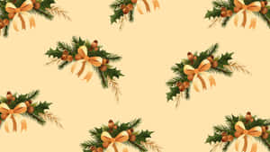 Elegant Christmas Bow Pattern Wallpaper