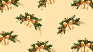 Elegant Christmas Bow Pattern Wallpaper