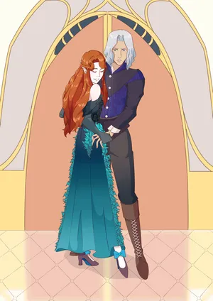 Elegant Couple Anime Style Wallpaper