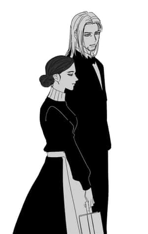 Elegant Couple Monochrome Illustration Wallpaper