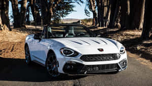 Elegant Fiat 124 Spider Parked Under The Trees Wallpaper
