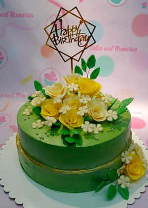 Elegant Floral Cake On White Table Wallpaper