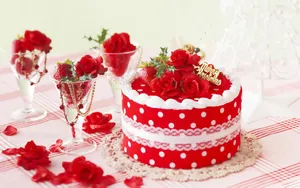 Elegant Floral Cake With Blooming Flowers Wallpaper