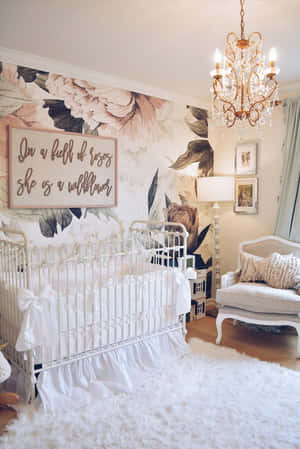 Elegant Floral Nursery Room Wallpaper