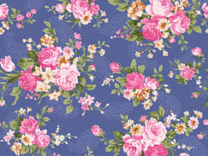 Elegant Floral Patternon Blue Background Wallpaper