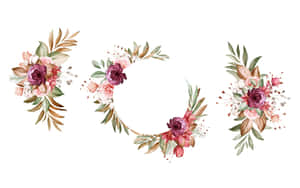 Elegant Floral Wreath On A White Background Wallpaper