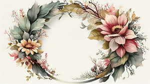 Elegant Floral Wreath Watercolor Wallpaper