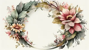 Elegant Floral Wreath Watercolor Wallpaper