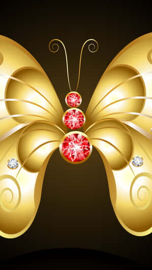 Elegant Golden Butterfly Jewelry Design Wallpaper