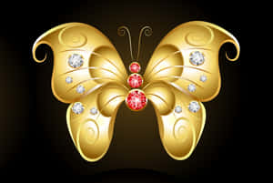 Elegant Golden Butterfly Jewelry Design Wallpaper