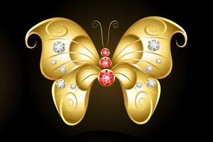 Elegant Golden Butterfly Jewelry Design Wallpaper