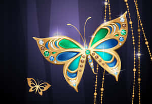 Elegant Golden Butterfly Jewelry Wallpaper