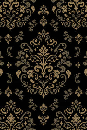 Elegant Golden Damask Pattern Wallpaper