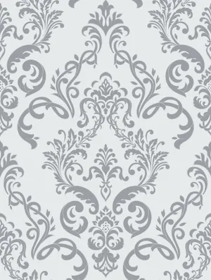 Elegant Gray Damask Pattern Wallpaper