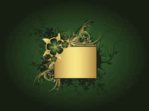 Elegant Green Gold Floral Design Wallpaper