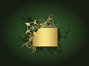 Elegant Green Gold Floral Design Wallpaper