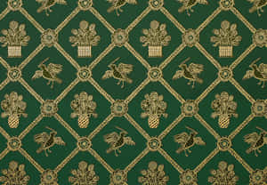 Elegant Green Gold Pattern Texture Wallpaper