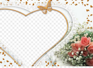 Elegant Heart Wedding Frame Wallpaper