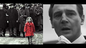 Elegant Lady In Red Coat In Autumn Forest Wallpaper