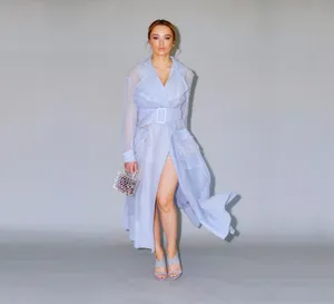 Elegant Lavender Dress Posing Wallpaper