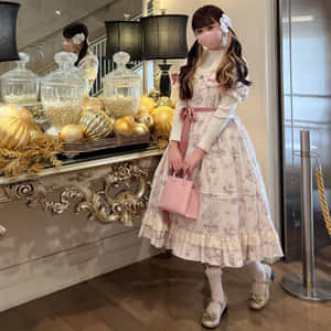 Elegant Lolita Fashion Ensemble Wallpaper