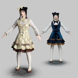 Elegant Lolita Fashionista In A Pastel Wonderland Wallpaper