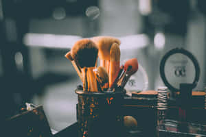 Elegant Makeup Brushes Set Wallpaper