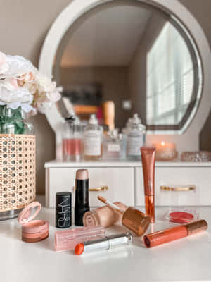 Elegant Makeup Vanity Setup Wallpaper