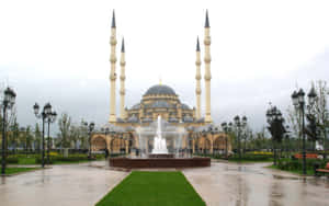 Elegant_ Mosque_ With_ Fountains Wallpaper