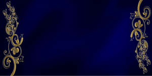 Elegant Navy Gold Floral Design Wallpaper