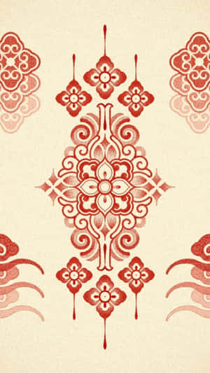 Elegant Oriental Floral Motif Wallpaper