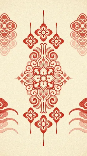 Elegant Oriental Floral Motif Wallpaper