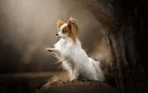 Elegant Papillon Dog Portrait Wallpaper