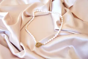 Elegant Pearl Necklaceon Satin Wallpaper