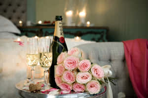 Elegant Pink Champagne Celebration Wallpaper