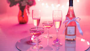 Elegant Pink Champagne Celebration Wallpaper