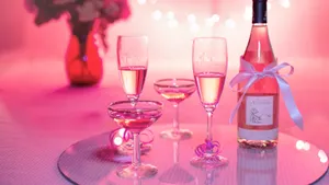 Elegant Pink Champagne Celebration Wallpaper