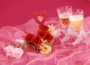 Elegant Pink Champagne Celebration Wallpaper