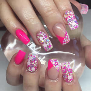 Elegant Pink Nail Art Design Wallpaper