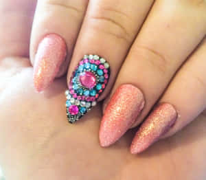 Elegant Pink Nails With Delicate Accents Wallpaper