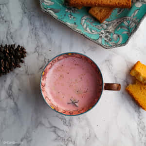 Elegant Pink Tea Set Wallpaper