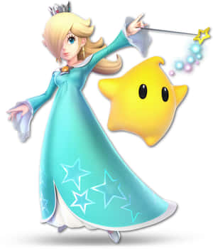 Elegant Princess Rosalina Posing With A Luma By Her Side. Wallpaper