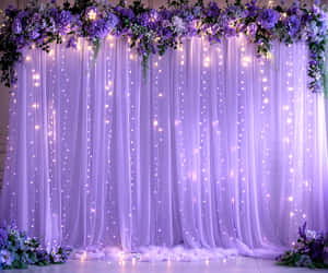 Elegant Purple Curtainswith Lights Wallpaper
