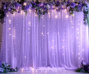 Elegant Purple Curtainswith Lights Wallpaper