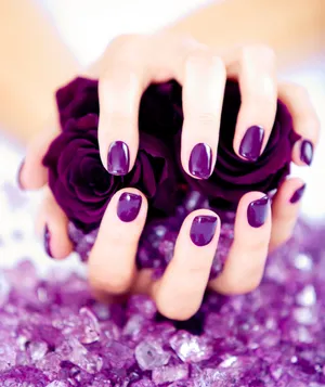 Elegant Purple Manicurewith Roses Wallpaper