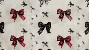 Elegant Red And Black Bows Wallpaper