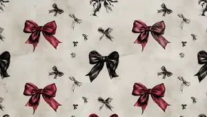 Elegant Red And Black Bows Wallpaper